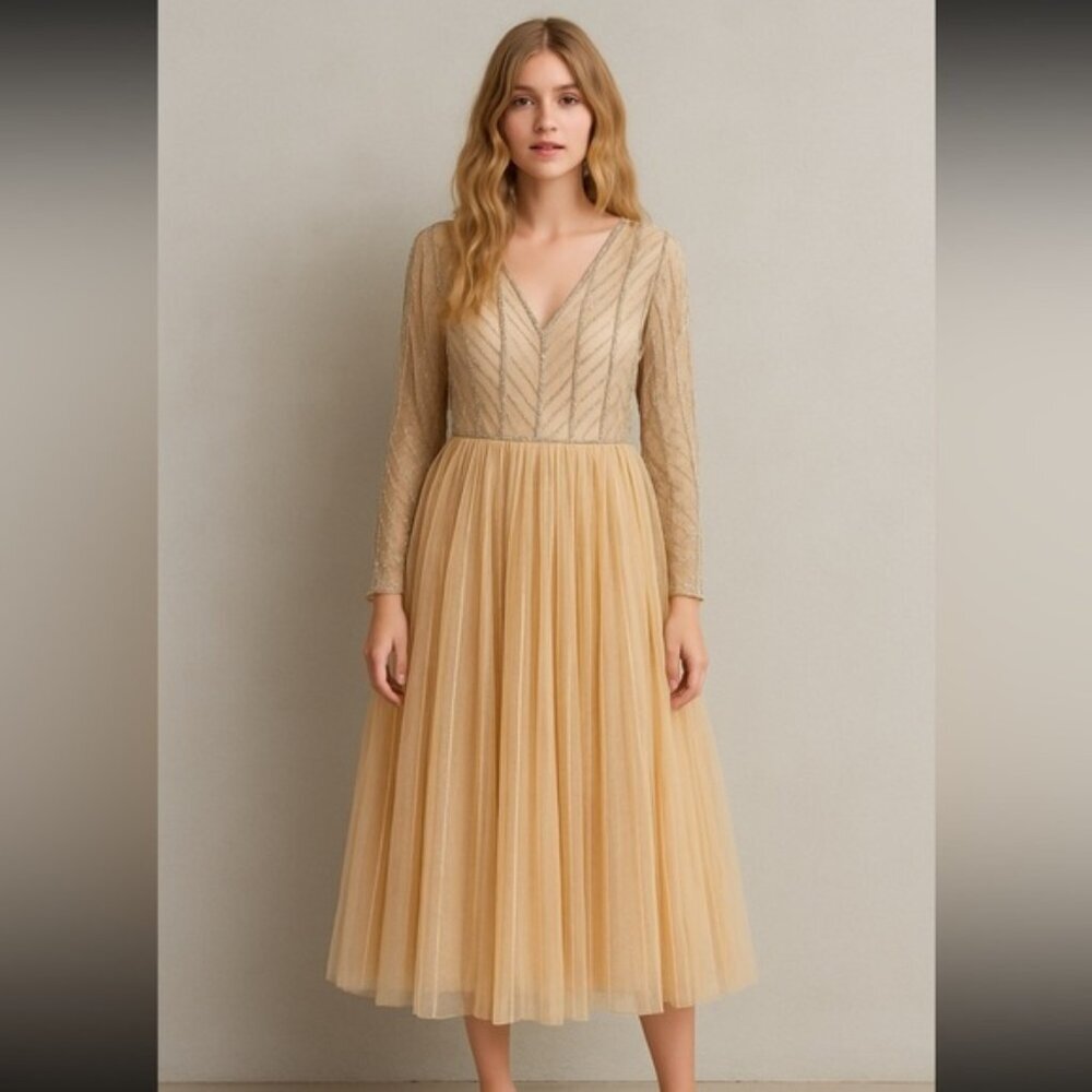 Maya Deluxe dress tulle and mesh beaded size 10